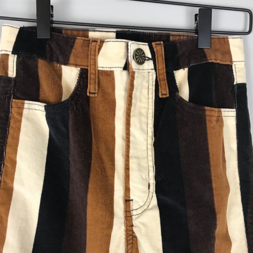 SMYM Stayin’ Alive Berkeley Bells Brown stripe corduroy cord flares 24 XS - Picture 5 of 8